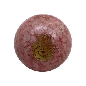 ZenN- Crystal & Gemstone Rose Quartz Orogne Sphere Hamsa Hand Approx.200G Display Stand Is Not Included 