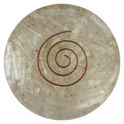 ZenN- Crystal & Gemstone Selenite Orgone Coaster Smoky White