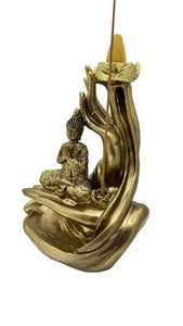 ZenN Backflow Incense Burner Buddha Hand With Lotus Golden