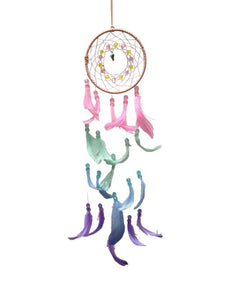 ZenN Circular Dream Catcher White Brown Orange Pink  Green PinkGreenTurquoiseBluePurple