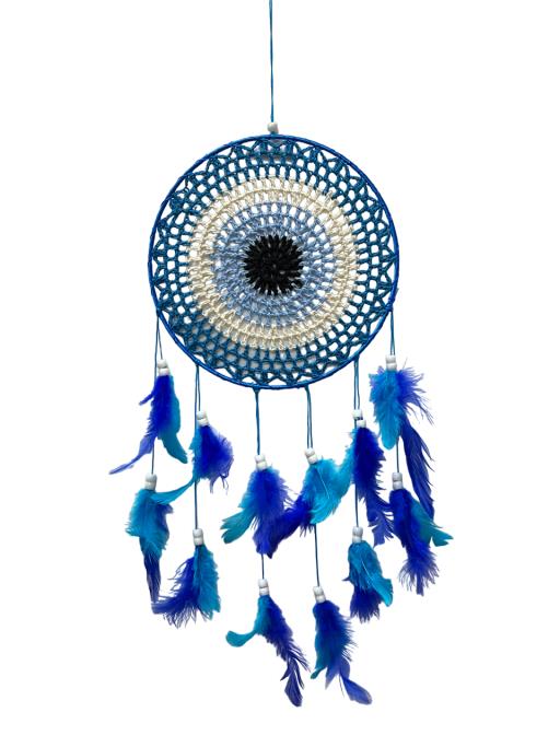 ZenN Evil Eye Circular Dream Catcher Navy Blue Blue Black White