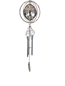 ZenN Stainless Steel Cosmo Spinner - Tree Of Life Wind Chime Silver