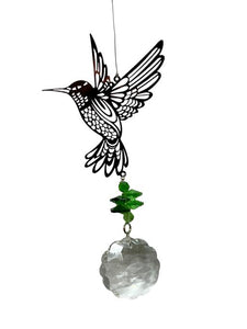 ZenN Stainless Steel Crystal Sundrop - Hummingbird Wind Chime Silver