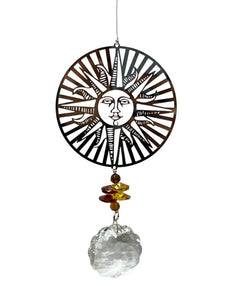 ZenN Stainless Steel Crystal Sundrop - Sun Face Wind Chime Silver