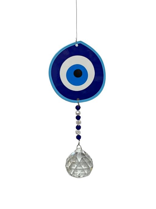 ZenN Stainless Steel Crystal Sundrop - Evil Eye Wind Chime Dark Blue Light Blue White Black