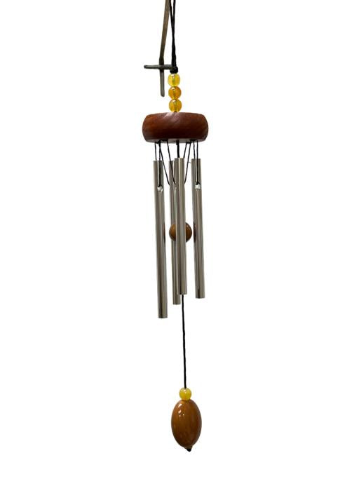 ZenN Wind Chime With Amber Bead BrownSilver