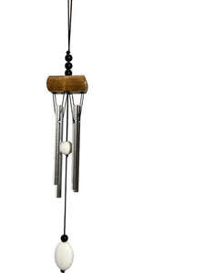 ZenN Wind Chime With White Bead BrownSilver