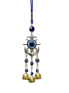 ZenN Evil Eye With In Anchor Wind Chime Blue Black WhiteSilverBrass