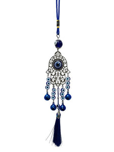 ZenN Hamas Hand With Evil Eye Wall Hanging Blue White Black Silver