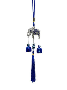 ZenN Evil Eye With Elephant Wind Chime Blue White Black Silver