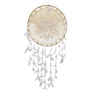 ZenN Circular Dream Catcher Pointed Flower Brown White