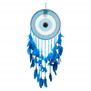 ZenN Circular Dream Catcher Evil Eye Light Blue White