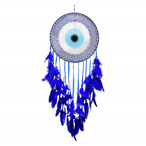 ZenN Circular Dream Catcher Evil Eye Blue Light Blue White