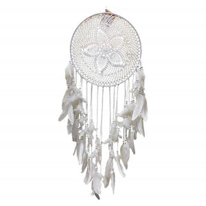 ZenN Circular Dream Catcher Five Petal Flower Ivory White