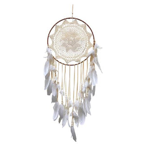 ZenN Circular Dream Catcher Pointed Petal Flower Brown White