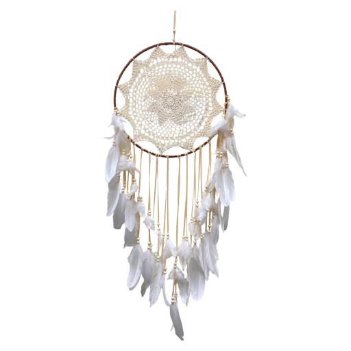 ZenN Circular Dream Catcher Pointed Petal Flower Brown White