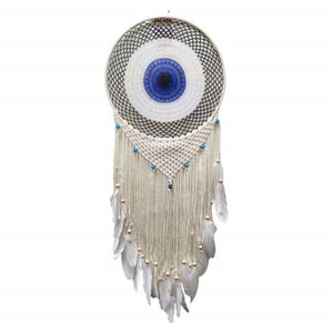 ZenN Circular Dream Catcher Evil Eye With Evil Eye Beads Blue Black White