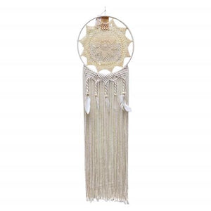 ZenN Circular Dream Catcher Pointed Flower With Eight Petals Ivory White