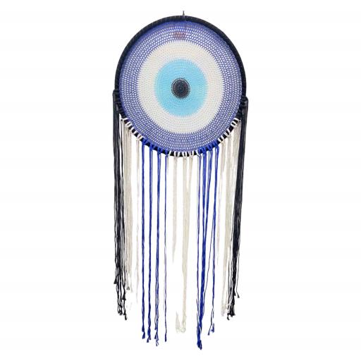 ZenN Circular Dream Catcher Evil Eye With Strings Blue Black White