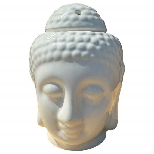 ZenN White Ceramic Buddha Head Oil Burner/Diffuser Tealight Holder - Aromatherapy White