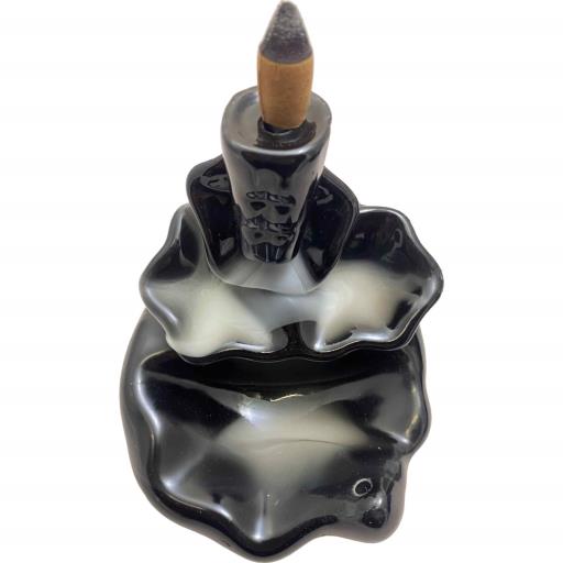 ZenN Black Ceramic Waterfall Backflow Incense Cone Burner - Aromatherapy Black