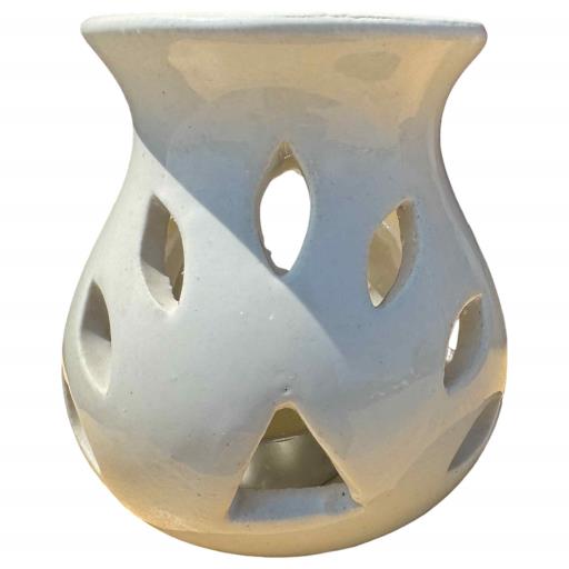 ZenN White Ceramic Flower Petal Design Oil Burner/Diffuser Tealight Holder - Aromatherapy White