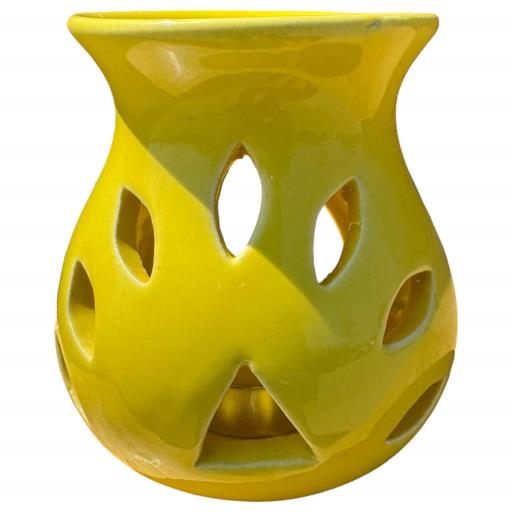 ZenN Yellow Ceramic Flower Petal Design Oil Burner/Diffuser Tealight Holder - Aromatherapy Yellow