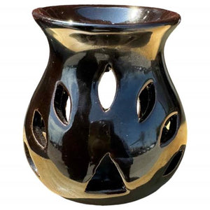 ZenN Black Ceramic Flower Petal Design Oil Burner/Diffuser Tealight Holder - Aromatherapy Black