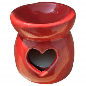 ZenN Red Ceramic Heart Design Oil Burner/Diffuser Tealight Holder - Aromatherapy Red