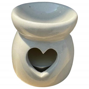 ZenN Ivory Ceramic Heart Design Oil Burner/Diffuser Tealight Holder - Aromatherapy Ivory