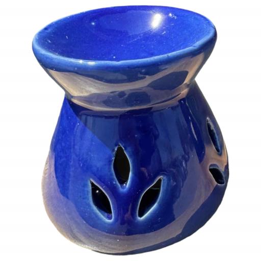 ZenN Blue Ceramic Leaf Design Oil Burner/Diffuser Tealight Holder - Aromatherapy Blue