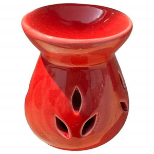 ZenN Red Ceramic Leaf Design Oil Burner/Diffuser Tealight Holder - Aromatherapy Red