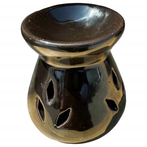 ZenN Black Ceramic Leaf Design Oil Burner/Diffuser Tealight Holder - Aromatherapy Black