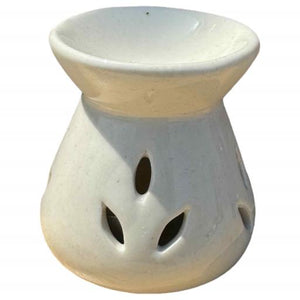 ZenN Ivory Ceramic Leaf Design Oil Burner/Diffuser Tealight Holder - Aromatherapy Ivory