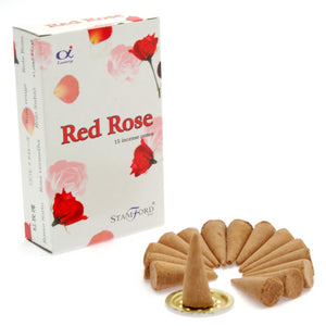 Stamford Red Rose Incense Cones 15 Cones 15 Cones/ Pack 12 Packs/ Display Box