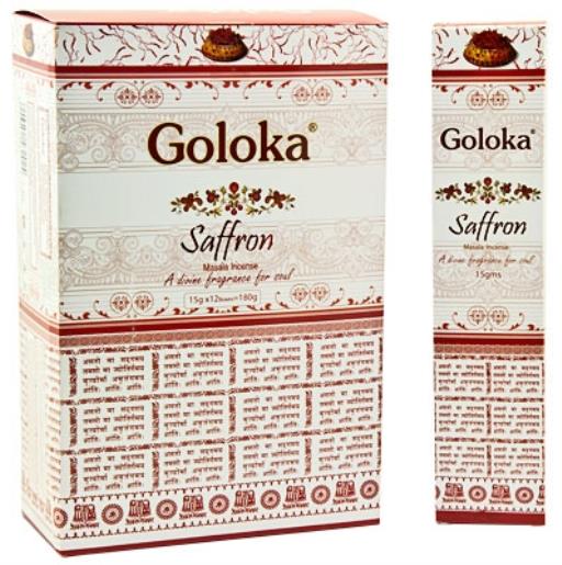 Goloka - Aid Charity while Enjoying Quality Premium Saffron Incense Sticks 15G 15G/ Pack 12 Packs/ Box