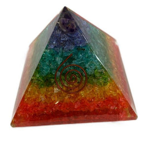 ZenN- Crystal & Gemstone Seven Chakra Stone Onyx Orgonite Pyramid Blue Burgundy Green Orange Yellow Magenta Gold